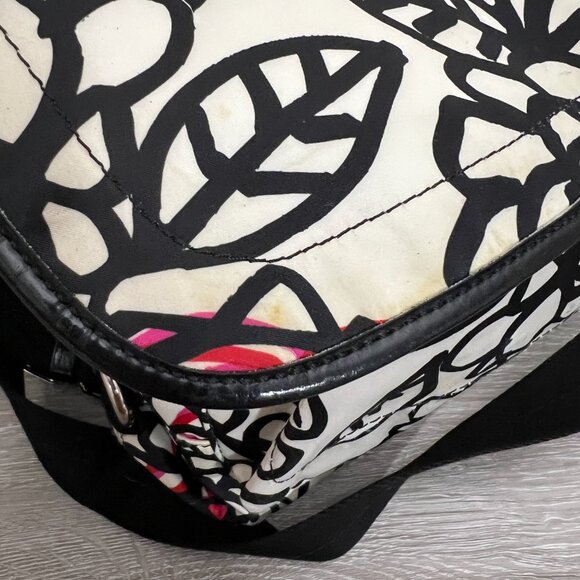 Coach Graffiti F16915 Kyra Poppy Black White & Red Sateen Messenger Bag - Picture 2 of 7